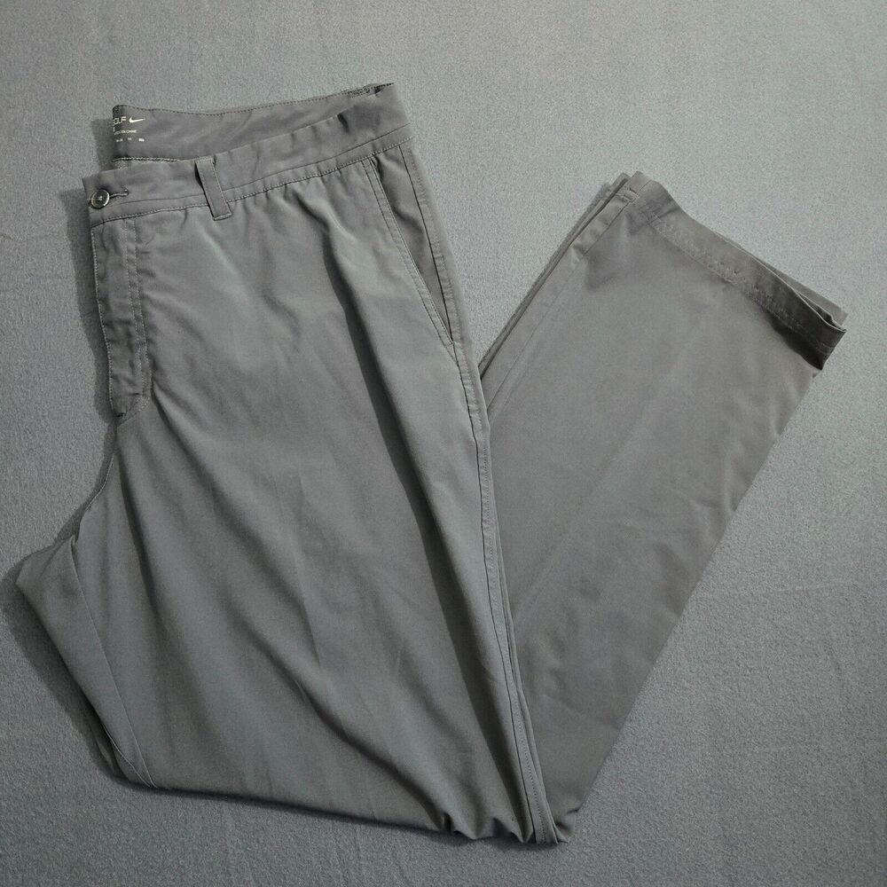 Nike Men 38x32 Standard Dri Fit Gray Lightweight Straight Leg Golf Pants